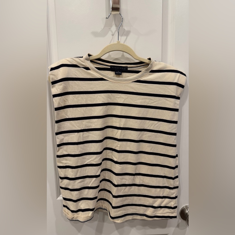 Sanctuary Black and Cream Striped Top